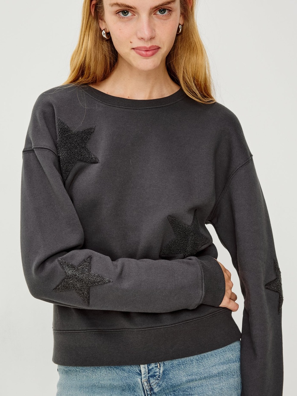 Rails Sonia Sweatshirt Stars in Washed Black